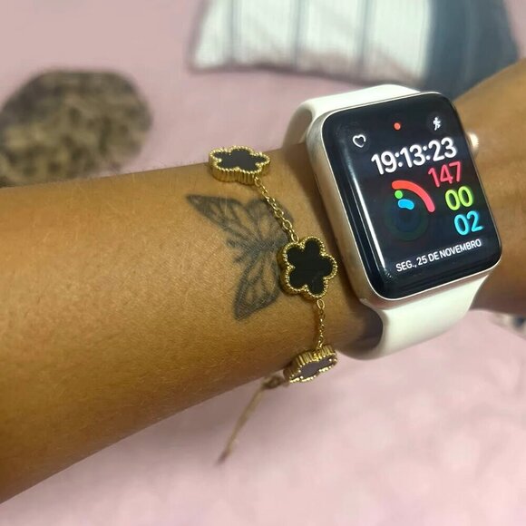 NEW 18K Yellow Gold Lucky Clover Boho Necklace Bracelet Earrings Set - Picture 5 of 5